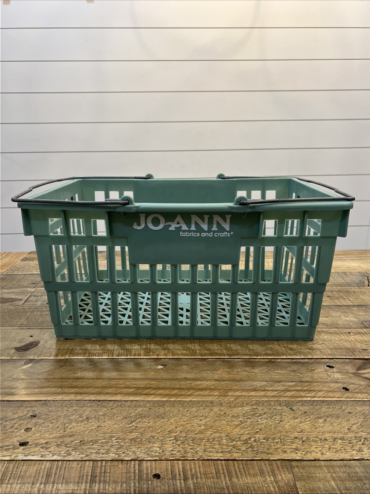 Joann Fabrics And Crafts Store Shopping Basket Mint Green Hand Carry 1990’s