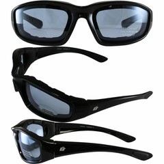 Birdz Eyewear Oriole Padded Motorcycle Riding Sunglasses Black Frame w/ Blue