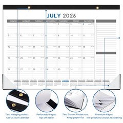 2026-2027 Desk Calendar – July 2026 – Dec 2027, 18 Months 17″ x 12″, black