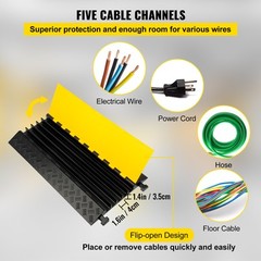 VEVOR Modular Rubber 5-Cable Electrical Snake Cover Protector Ramp Track