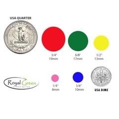 Royal Green Small Dots Colors Circles Stickers 3/8 Inch Round 10mm Labels