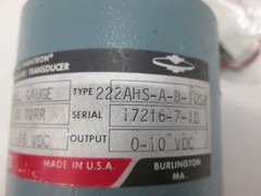 MKS, Baratron 10 Torr Pressure Transducer, 222AHS-A-B-10SP, Used