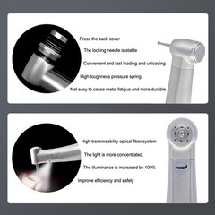 DMXDENT C8F Dental 1:1 Fiber Optic LED Contra Angle Handpiece Low Speed Fit NSK
