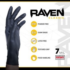 Raven Safety 66519 Raven Nitrile Disposable Gloves 7 Mil, Box of 100, X-Large