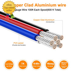 16 Gauge Wire – 600FT, 100FT Spool, 6 Colors, Copper Clad Aluminium, Low Voltage