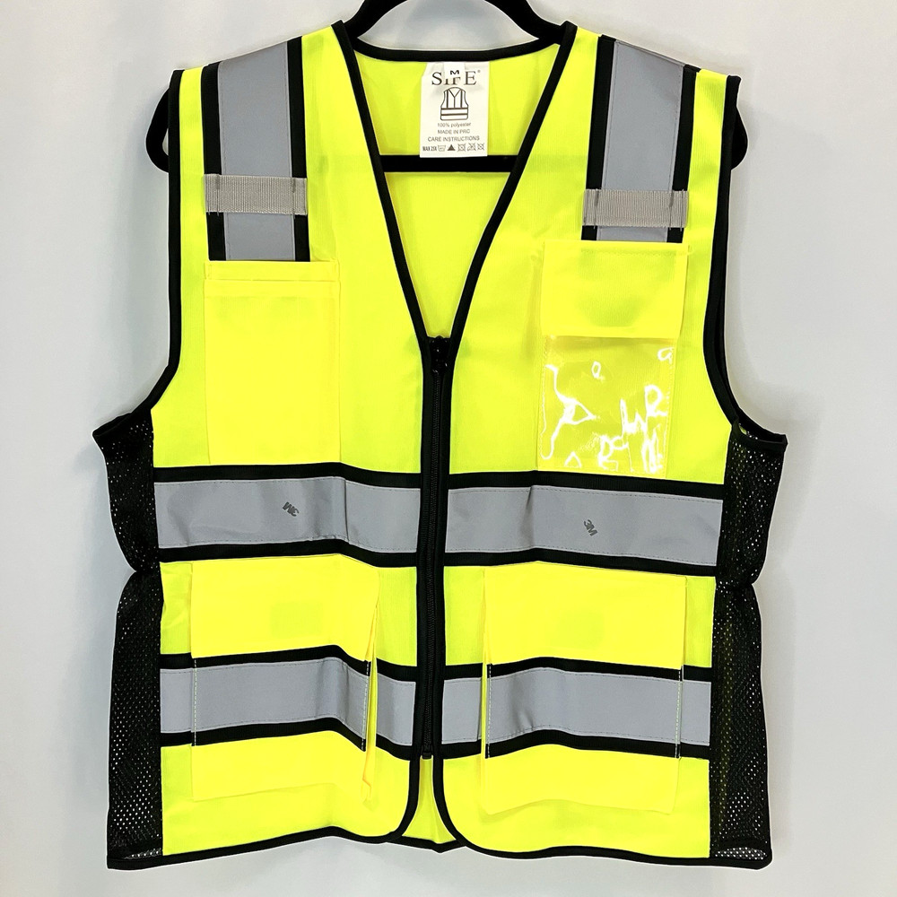 Women’s 8-Pocket hi vis vest Saftey Green Yellow ANSI Compliant sz M Medium