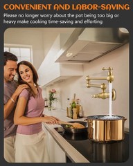 Ralanda Gold Pot Filler Brushed Brass Pot Filler Faucet Wall Mount Vintage Pot