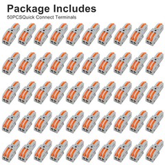 50pcs Lever Wire Connectors 1 in 2 Out Splicing Compact Splitter Terminal Block