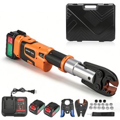 Pro Press Copper Pipe Crimping Tool Kit – 2x 5.0Ah Battery Powered – 1/2″ 3/4″ 1