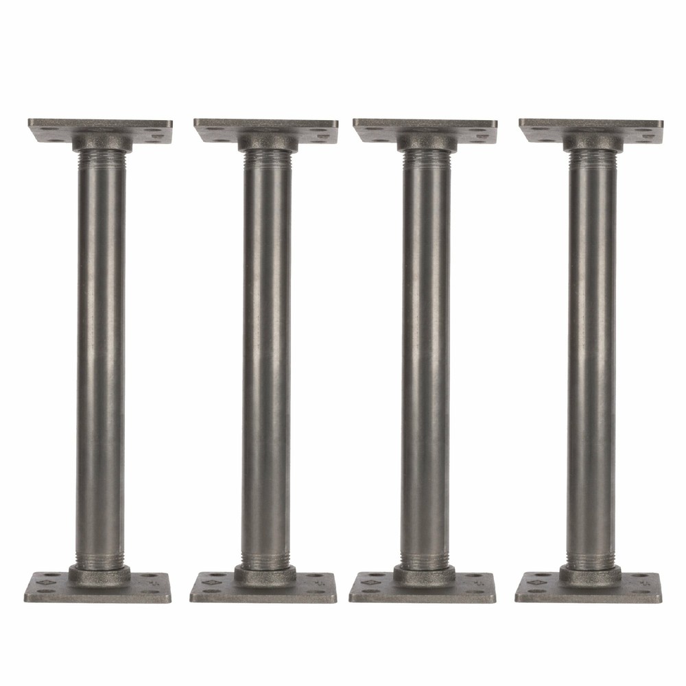 1 in. x 12 in. Square Flange Pipe Table Legs – 4 Pack