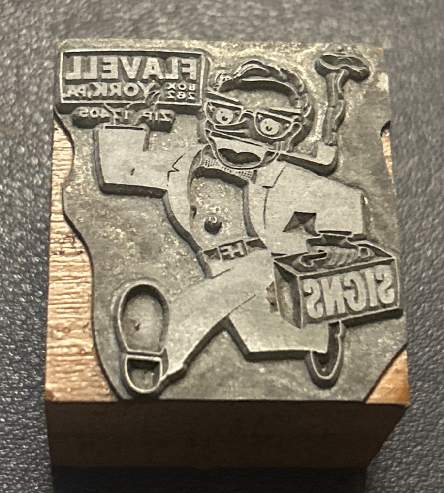 Flavell Signs, York, Pa | Vintage letterpress printing block – smoking pipe
