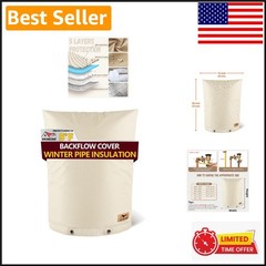 Sand Colored Backflow Preventer Insulation Cover for All Seasons – 16″W x 20″H