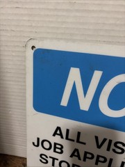 Vintage NOTICE All Visitors Sign In At Gate House Metal Security Guard Sign