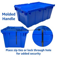 UBMOVE Plastic Crate with Lid 19.5″ x 11.75″ x 8.5″ (6 pack, Blue)