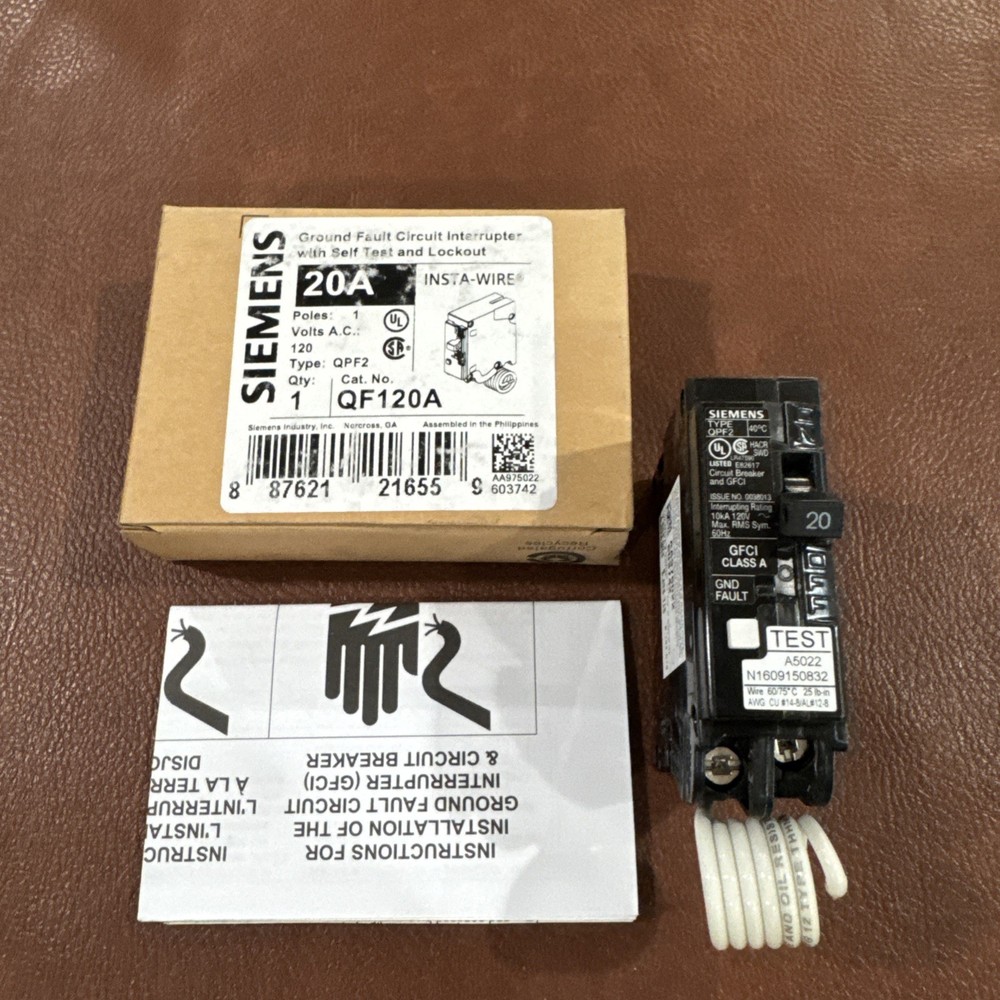 Siemens QF120A Ground Fault Circuit Interrupter Breaker 20 Amp 1 Pole 120V 1P 20