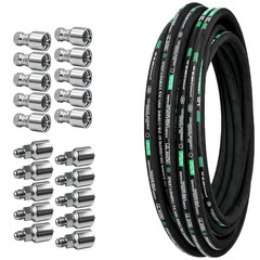 Hydraulic Hose 100ft 1/2in 3988Psi 2 Steel Braid 20Pcs JIC 37° Fittings