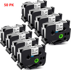 50PK 24mm Tz 251 TZe251 Black on White Label Tape For Brother P-touch PT2730