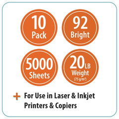 Pen+Gear Copy Paper 8.5×11 92 Bright White 20 lb 10 Ream Case 5000 Sheets Printe