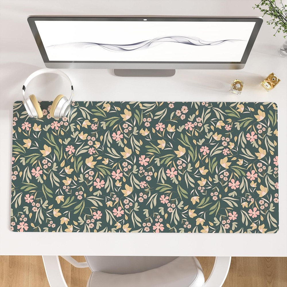 Colorful Star Large Mouse Pad, PU 31.5L x 15.7W inches, Ditsy Floral Print