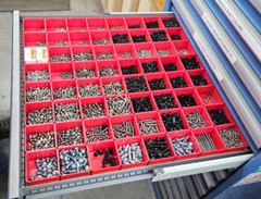 64 3″x3″x2″ Red Plastic Boxes for Vertical Lift Storage System Bins Trays Cups
