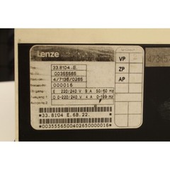 Lenze 33.8104_E (00355565) (inverter) – 6 months warranty!