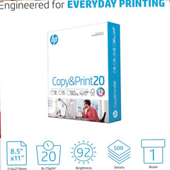 HP Printer Paper | 8.5 x 11 Paper | Copy &Print 20 lb | 1 Ream Case – 500 Sheets