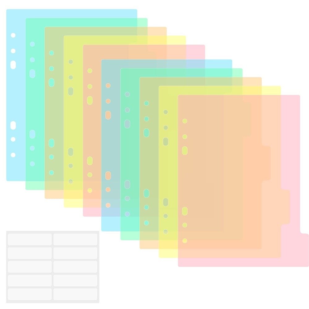10PCS A5 Size Dividers for 6 Ring Binder,with Reinforced Edge and 10 Tabs,Pap…