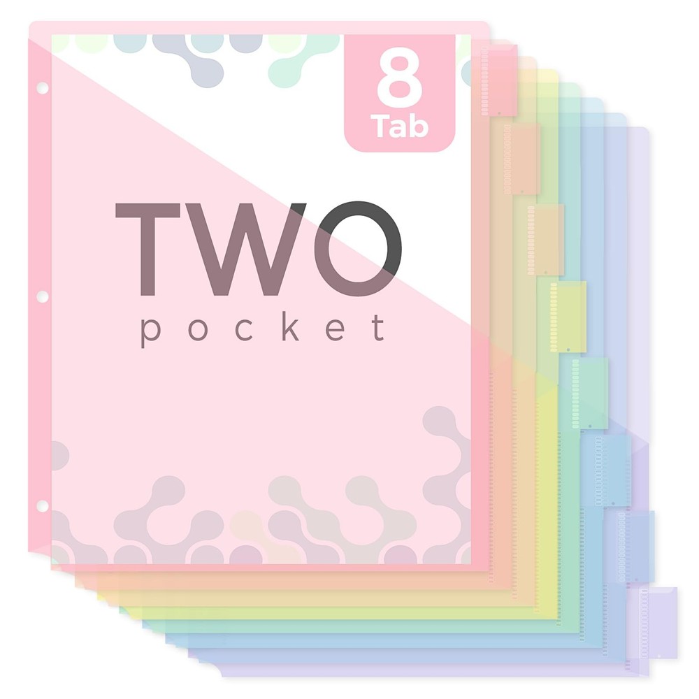Pastel Binder Dividers with Tabs and Pockets – Soft Plastic Dividers for 3 Ri…