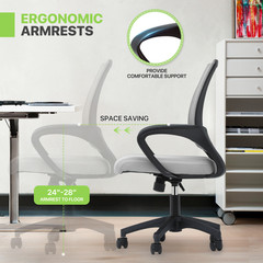 Adjustable Height Computer Home Office Ergonomic Desk Mesh Chair Light Grey
