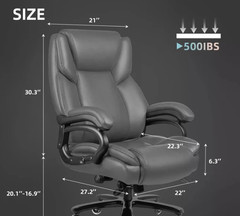 500lbs Heavy Duty big and tall leather office Chair Ergonomic executive wide 500