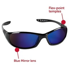 Kleenguard 20543 V40 Hellraiser, Safety Glasses, Anti-Scratch, Blue Lens, Black