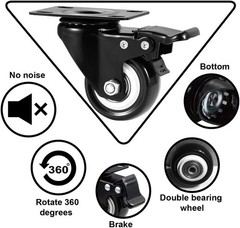 4PCS Locking Casters Heavy Duty Wheels with Flat Plate Swivel Casters with Brake