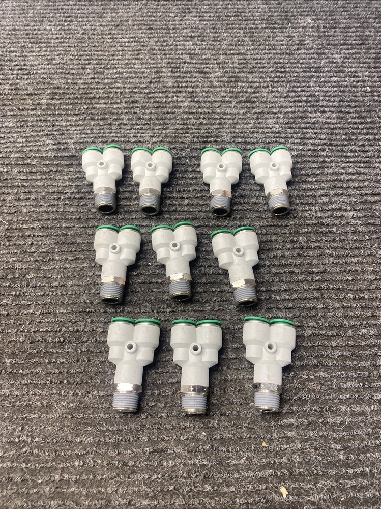 Lot of 10 NUMATICS 3/8″ Tube Union Y Fittings 3/8″ NPT Thread