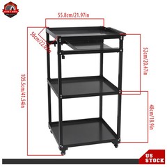 3-layers Av Cart Rolling Projector Cart Shelf Laptop Printer Storage Cabinet