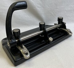 Master Hole Punch 5325B Heavy-Duty 3-Hole Punch Black All Metal Made in USA
