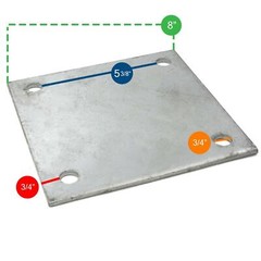 8″ x 8″ x 1/4″ Square Weldable Surface Mount Floor Flange Base Plate 