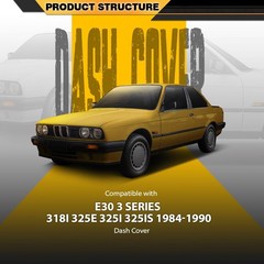 BMW E30 318i 325e 325i 325is 1984-1990 Black TPE Dashboard Cover