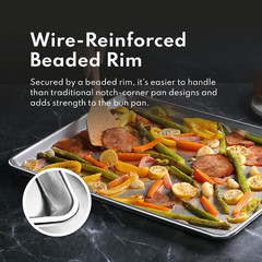 Commercial-Grade 18-Gauge Aluminum Sheet Pan/Bun Pan, Half Size, 13 X 18 X 1 Inc