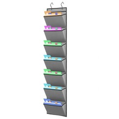 Grey 7 Pockets Wall Mounted File Holder Over Door Hanging Mail Storage Bag
