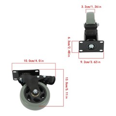 4 Pcs 2200Lbs 4 Inch Swivel Caster Wheels Grey Heavy Duty With Safety Brake