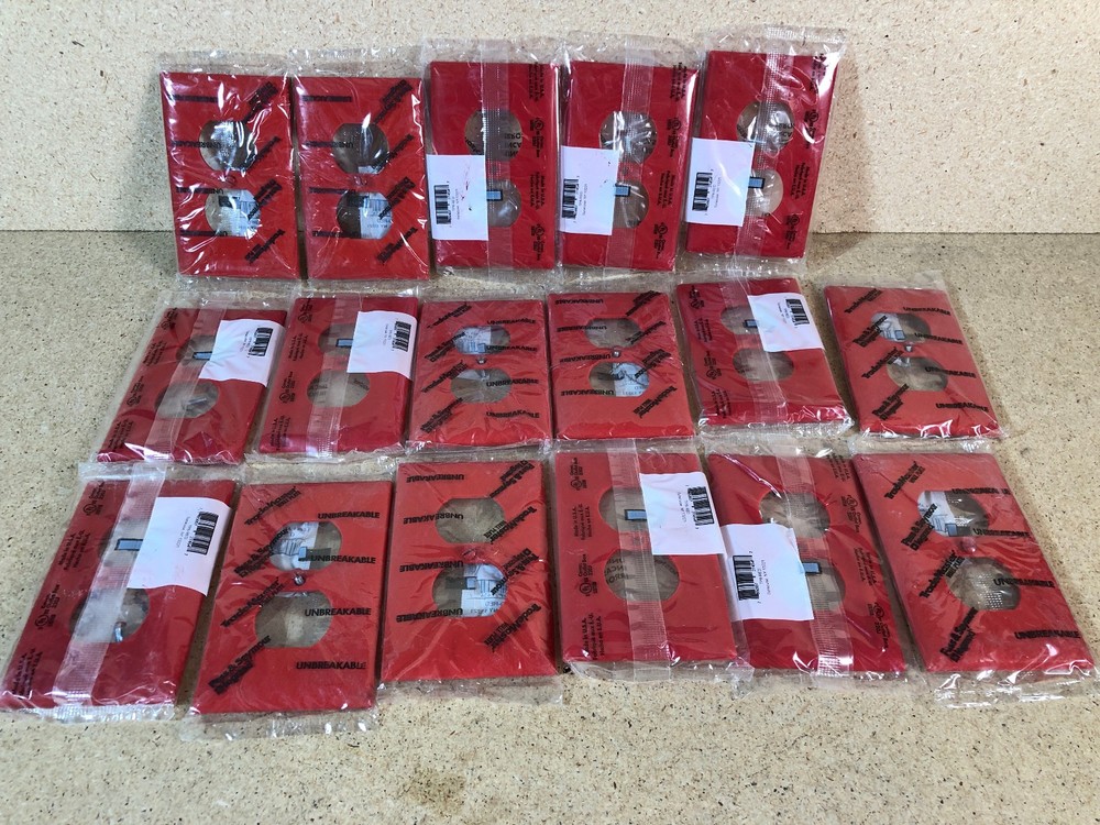 Pass & Seymour TP8-Red Duplex Receptacle Wall Plate 1-Gang Nylon Red Lot of 17