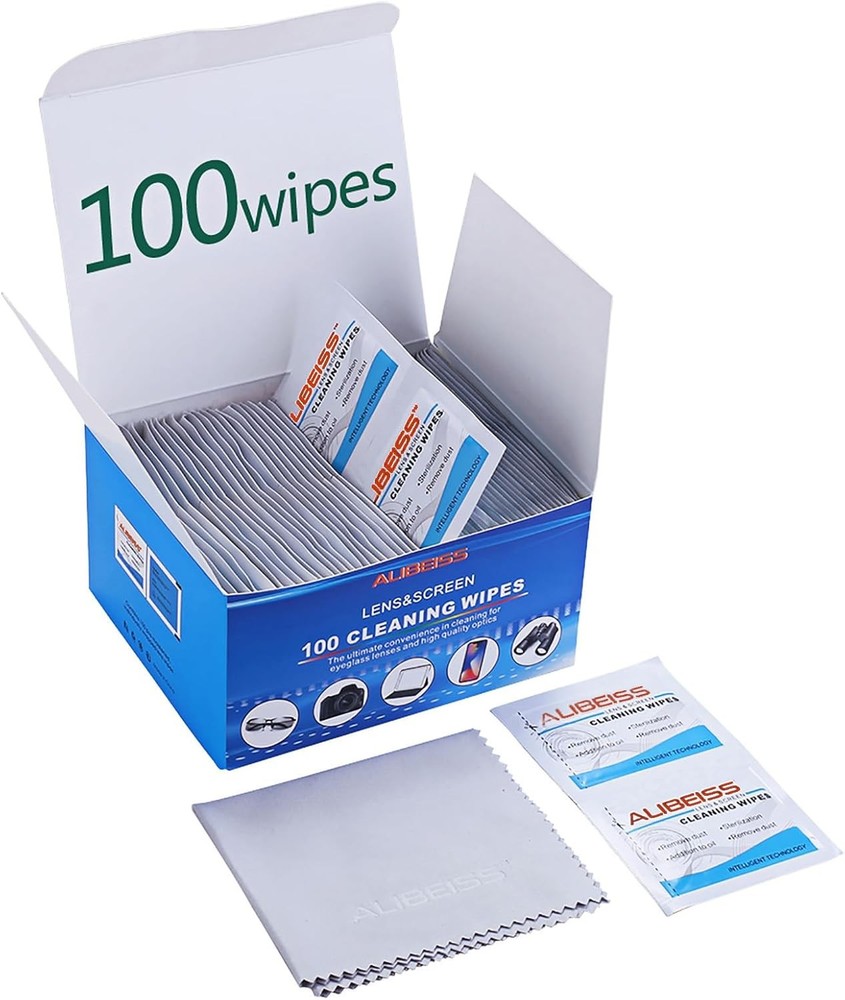 Pre-Moistened Lens Wipes ALIBEISS Screen for 100 Count (Pack of 1)