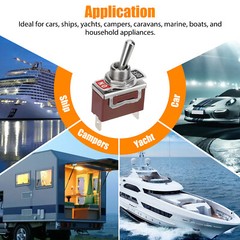 2PCS Heavy Duty Toggle Switch ON/OFF 2 Terminal Car Boat SPST 20A 125V/15A 250V