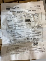 Emerson Appleton ECP-2023 Aluminum 20 Amp 125 VAC U-Line Explosion Proof Plug
