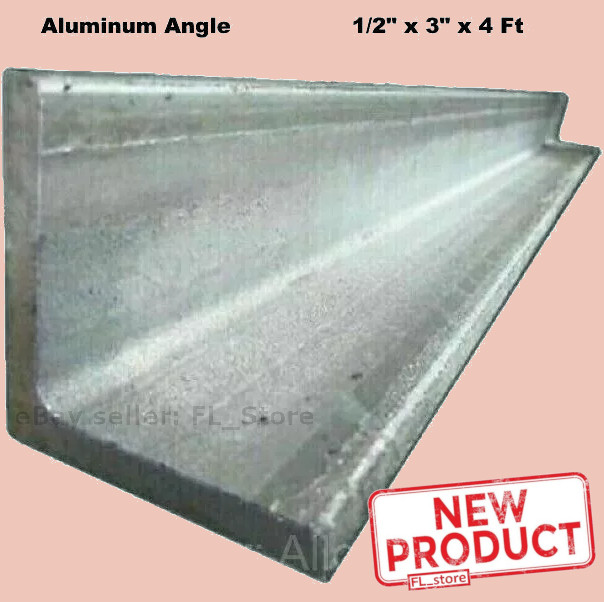 Aluminum Angle 1/2″ x 3″ x 4 Feet Length Unpolished Alloy 6061 90° Stock NEW