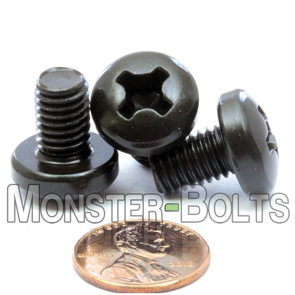 M8 / 8mm Phillips Pan Head Machine Screws, Steel, Black Oxide, DIN 7985A Metric