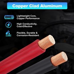 40FT 1/0 AWG Battery Cable 1/0 Gauge Wire Copper Clad Aluminum w/Fuse Holder