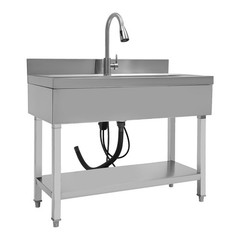 Used Commercial Sink Stainless Steel Sink Single Bowl Kitchen Sink w/ Faucet