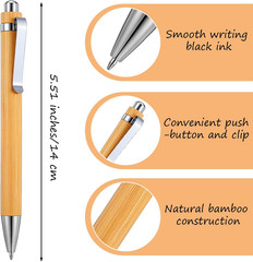 50Pcs Bamboo Pens Bulk Wooden Pens Engraving Wooden Ballpoint Wood Natural…
