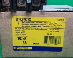 SQUARE D 8910DPA63V02 3POLE 60A 600V Definite Purpose Magnetic Contactor [2NS1]